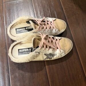 Golden Goose Women's Pink and White Sneakers